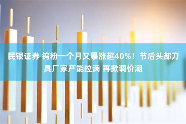 民银证券 钨粉一个月又暴涨超40%！节后头部刀具厂家产能拉满 再掀调价潮